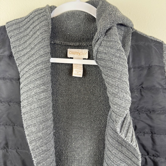 THROUGH THE COUNTRY DOOR Black Gray Long Sweater Jacket Vest with Hood / Plus 2X - Picture 7 of 11